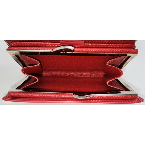 367 - A Louis Vuitton Castillan Red Epi Leather French Purse Wallet. Epi Leather Exterior with the LV logo... 