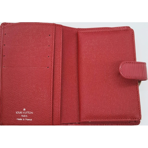 367 - A Louis Vuitton Castillan Red Epi Leather French Purse Wallet. Epi Leather Exterior with the LV logo... 