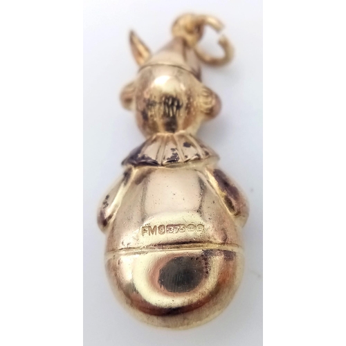 888 - A 9K GOLD CLOWN CHARM .  1.6gms