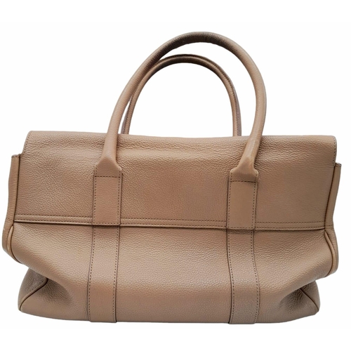 213 - A Mulberry Light Brown Grained Leather Bayswater Satchel Bag. Silver Tone Hardware, A Turn Lock on t... 