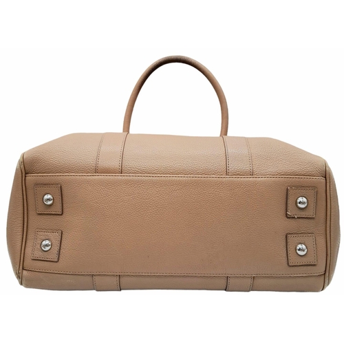 213 - A Mulberry Light Brown Grained Leather Bayswater Satchel Bag. Silver Tone Hardware, A Turn Lock on t... 