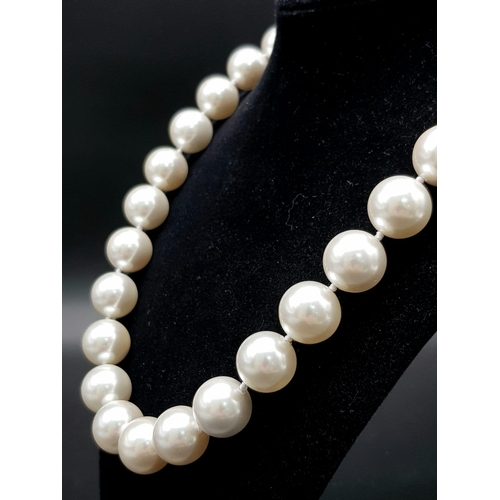 365 - An Immense (20mm) Beaded South Sea Pearl Shell White Necklace. Huge glowing statement beads make a s... 