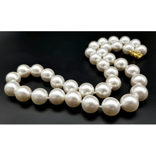 365 - An Immense (20mm) Beaded South Sea Pearl Shell White Necklace. Huge glowing statement beads make a s... 