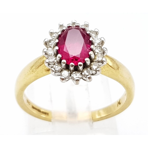 473 - A 18K YELLOW GOLD DIAMOND & RUBY CLUSTER RING 4.3G SIZE M

A/S 1022