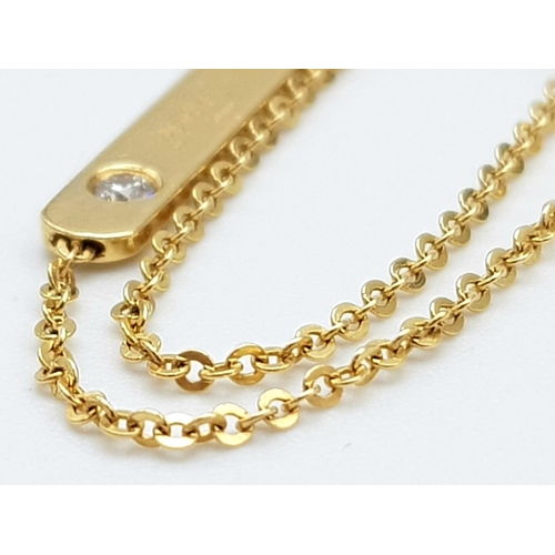 496 - A VERY CUTE 18K YELLOW GOLD DIAMOND SET BABY BRACELET FOR YOUR FIRST BORN, ENGRAVED WITH THE WORDS 