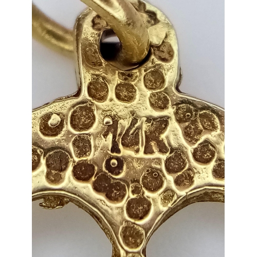 499 - A Vintage 14K Yellow Gold Hand of God (Star of David) Pendant. 3cm. 2.15g total weight.