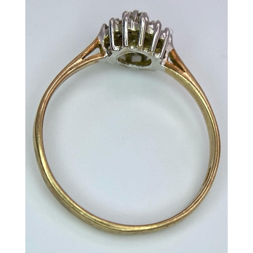 572 - A VINTAGE 9K YELLOW GOLD DIAMOND CLUSTER RING 1.5G SIZE O

SC 4010