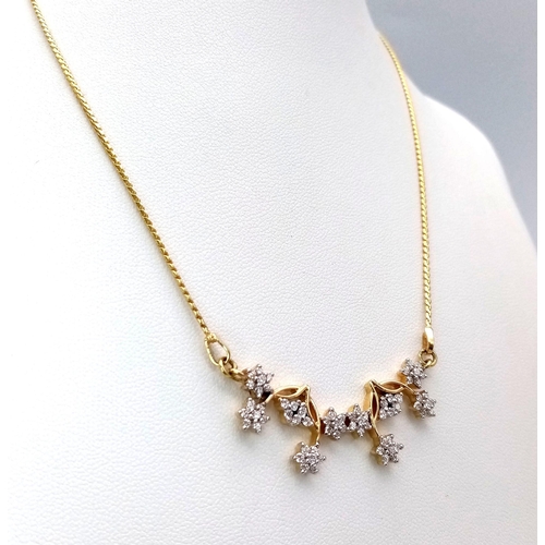 459 - A 18K YELLOW GOLD DIAMOND SET LAVALIERE NECKLACE 11.2G 1CT 41cm length.

A/S 1007