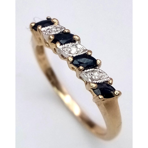 670 - A 9K YELLOW GOLD DIAMOND & SAPPHIRE, SET IN THE LEAVES DESIGN RING 2.4G SIZE P 1/2

SC 4022