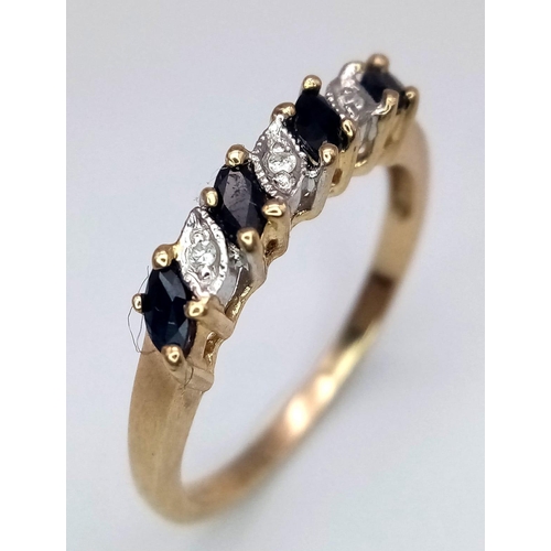 670 - A 9K YELLOW GOLD DIAMOND & SAPPHIRE, SET IN THE LEAVES DESIGN RING 2.4G SIZE P 1/2

SC 4022