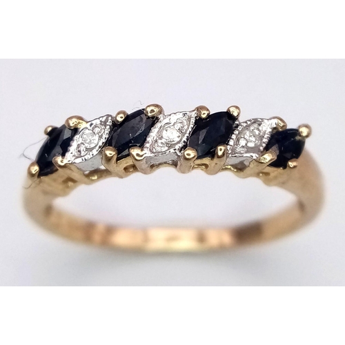 670 - A 9K YELLOW GOLD DIAMOND & SAPPHIRE, SET IN THE LEAVES DESIGN RING 2.4G SIZE P 1/2

SC 4022