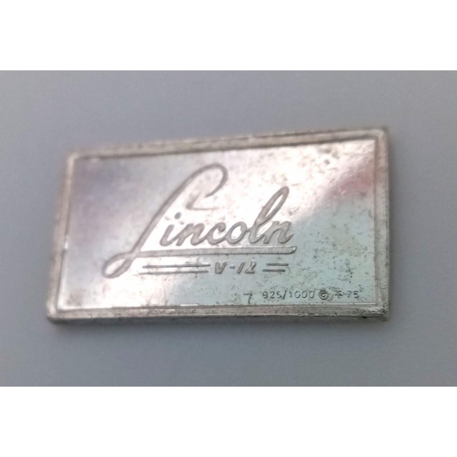 761 - 2 X STERLING SILVER AND ENAMEL  LINCOLN  CAR MANUFACTURER PLAQUES, MADE IN UNITED STATES USA, WEIGHT... 