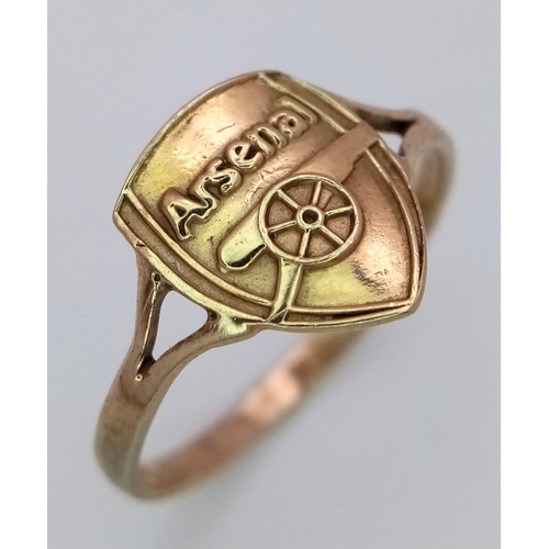 656 - A 9K YELLOW GOLD ARSENAL SHIELD RING 2G SIZE R 1/2

SC 4020