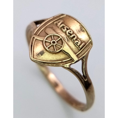 656 - A 9K YELLOW GOLD ARSENAL SHIELD RING 2G SIZE R 1/2

SC 4020