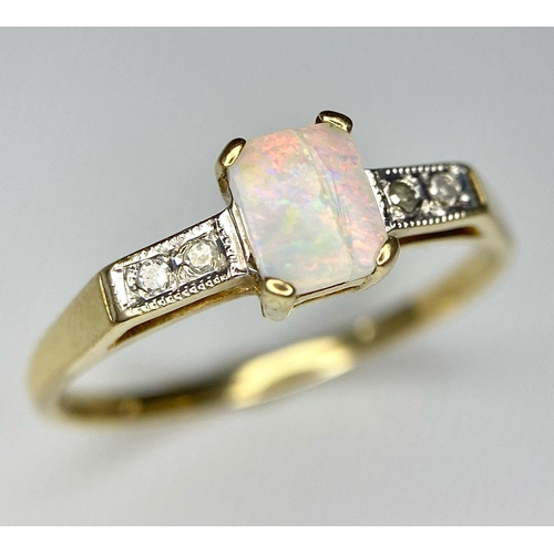 719 - A 9K YELLOW GOLD VINTAGE DIAMOND & OPAL SET RING 1.4G SIZE O

SC 4057