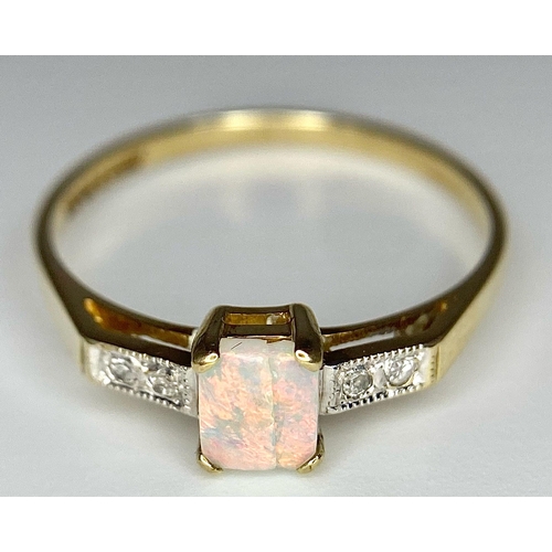 719 - A 9K YELLOW GOLD VINTAGE DIAMOND & OPAL SET RING 1.4G SIZE O

SC 4057