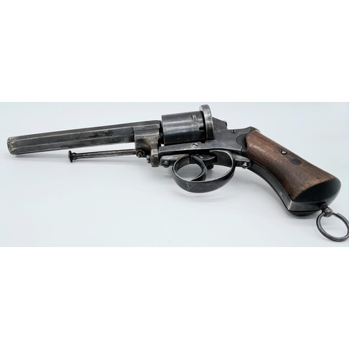 771 - A Rare Antique Belgian 5-Shot (11mm) Self-Cocking Pin Fire Revolver. Belgian proofs, side-gate loadi... 