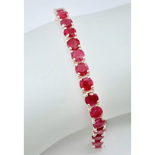 1109 - A Ruby Tennis Bracelet on 925 Silver. 19cm length, 0.5cm rubies, 17g total weight.    Ref: CD-1191