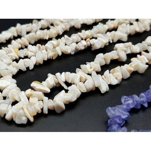 1181 - Two Natural Rough Cut Gemstone Necklaces - Lapis Lazuli and White Howlite. Both 82cm length.