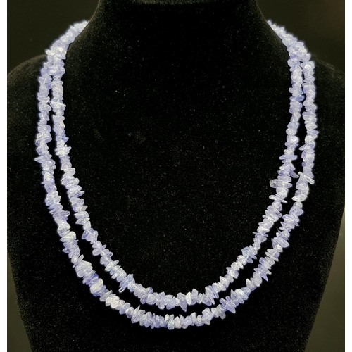 1181 - Two Natural Rough Cut Gemstone Necklaces - Lapis Lazuli and White Howlite. Both 82cm length.