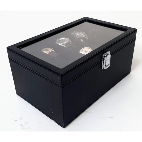 760 - A Parcel of 4 Men’s Watches Plus a 20 Capacity Black Leatherette Watch Display Box. Watches Comprise... 