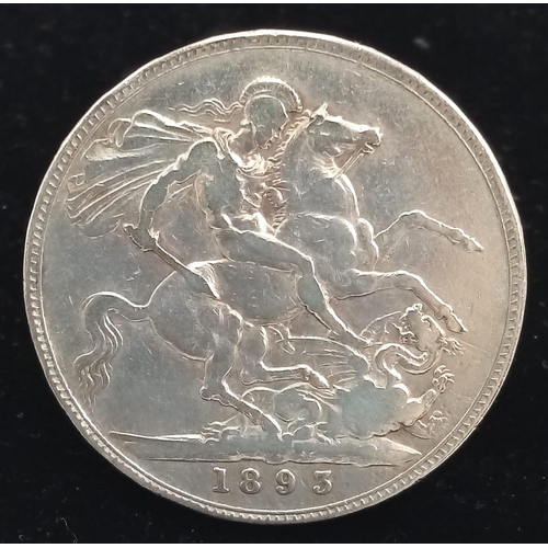 778 - An 1893 Queen Victoria Silver Crown. VF grade but please see photos.