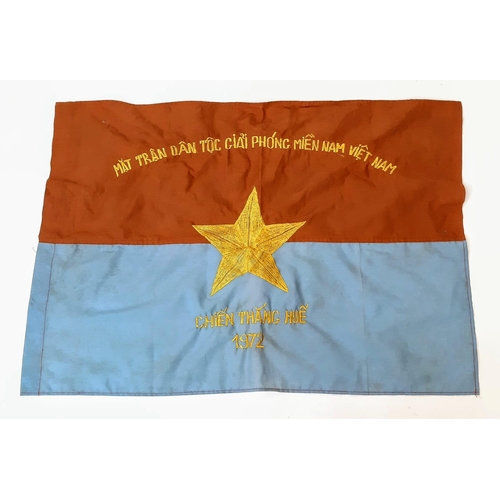 1038 - Vietnam War Era Vietcong Victory Flag. “National Liberation Army of Vietnam” “Victory” Thang Hue 197... 