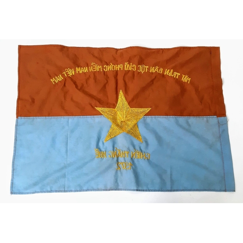 1038 - Vietnam War Era Vietcong Victory Flag. “National Liberation Army of Vietnam” “Victory” Thang Hue 197... 