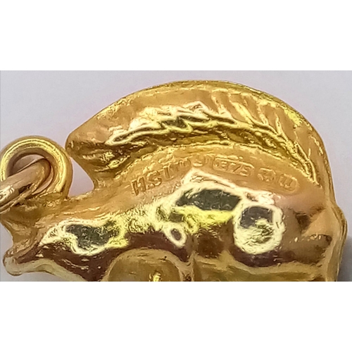 1067 - Three Different 9K Yellow Gold Charms: Squirrel, Jug and bellows! 1.5g total weight.