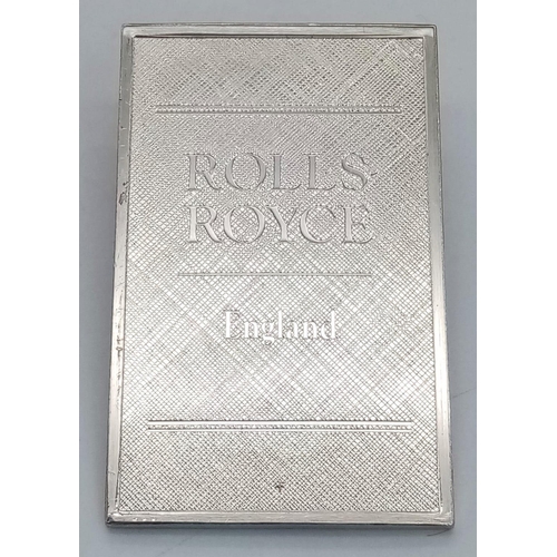 715 - A STERLING SILVER ROLLS ROYCE PLAQUE ENGLISH CAR MANUFACTURER 23G , 43mm x 28mm.

ref: 8131