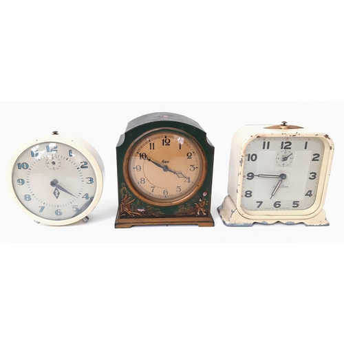 965 - Watch time wizz by with these six vintage clocks. Five Smith's and one Bentima all fixed to unwind o... 