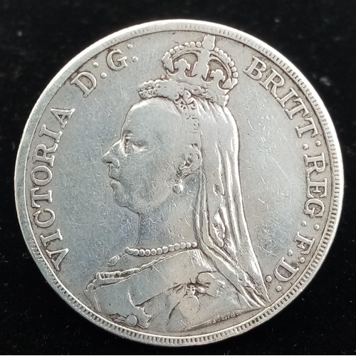 1241 - A Hard-To-Find 1888 Queen Victoria Silver Crown. VF grade but please see photos.