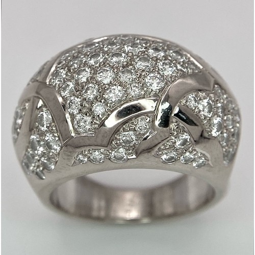 29 - A Chanel, Designer 18K White Gold Diamond Encrusted Ring. This head-turning piece has approximately ... 