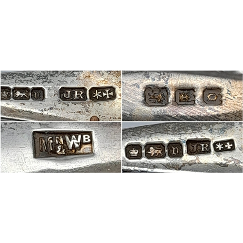 1497 - 3X antique sterling silver sugar tongs with different designs. 2 of them come with Full London hallm... 