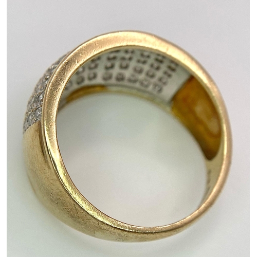 1220 - A GENTS 9K GOLD RING ENCRUSTED WITH 1ct OF DIAMONDS .     5gms   size S