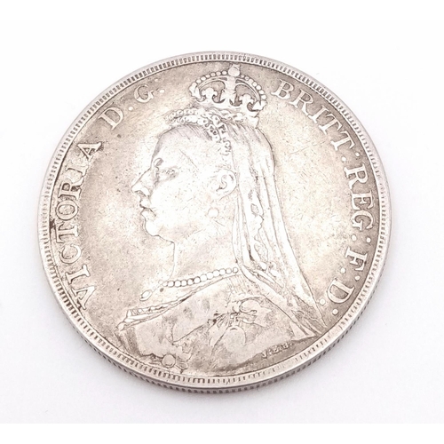 1233 - An 1889 Queen Victoria Silver Crown. VF grade but please see photos.