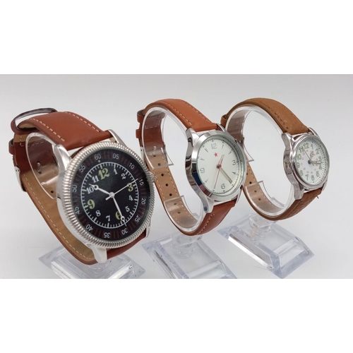 1280 - A Parcel of Three Unworn Ex Display Military Homage Watches Comprising; 1) 1940’s Design Japanese Pi... 