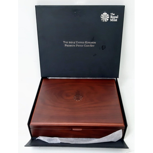 1335 - The Royal Mint 2014 United Kingdom Premium Proof 15 Coin Set. Slight marks on exterior box but the r... 