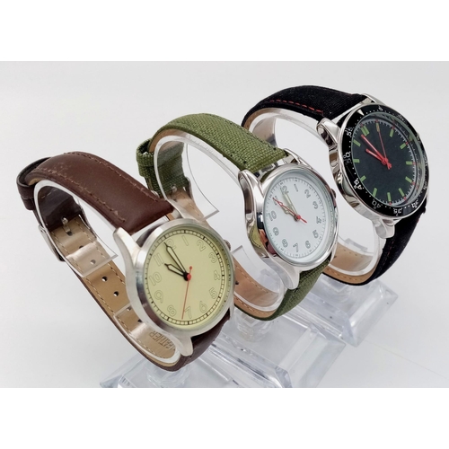 1274 - A Parcel of Three Unworn Military Homage Watches Comprising; 1) 1960’s Portuguese Colonial Watch (43... 