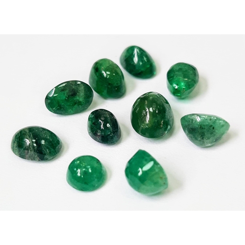 1287 - A Parcel of 10 Colombian Emerald Cabochons. 10.08 Carats Total.