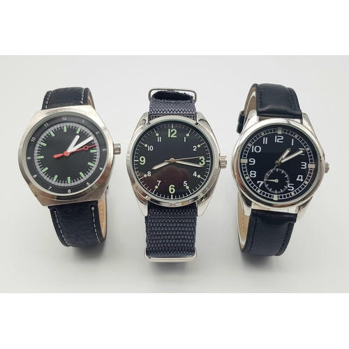 1232 - A Parcel of Three Unworn Military Homage Watches Comprising; 1) 1950’s Design British Army Watch (39... 