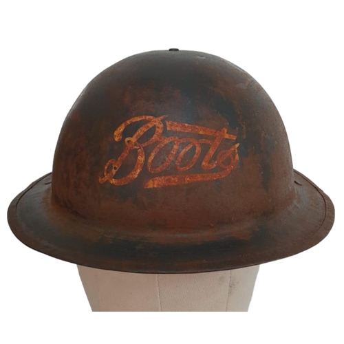 714 - WW2 British Private Purchase “Tin Bowler” Helmet for Boots the Chemist Staff.