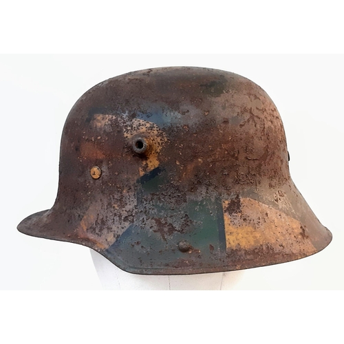 559 - WW1 Imperial German M17 Jigsaw pattern camouflage Stahlhelm with liner.