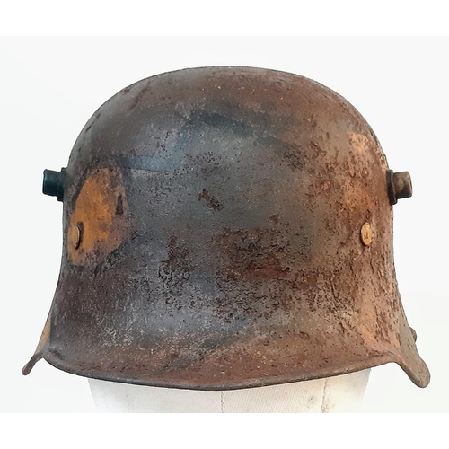 559 - WW1 Imperial German M17 Jigsaw pattern camouflage Stahlhelm with liner.