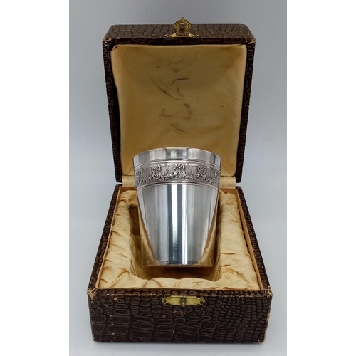 833 - 3 rd Reich Schnapps Cup Gifted to an Iron Cross 1 st Class Winner. In Original Box.