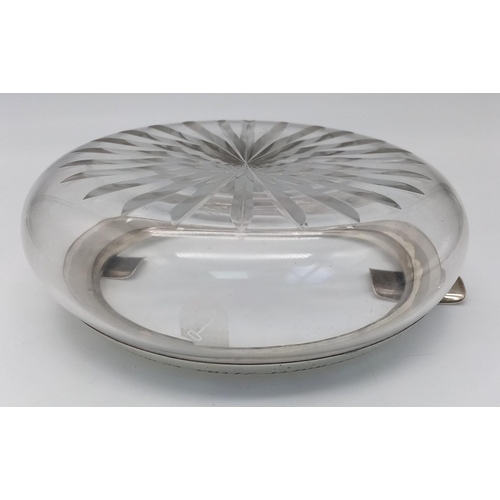 580 - 3 rd Reich Hallmarked Silver & Glass Ashtray Presented to the Commander of the 1 st SS Panzer Di... 