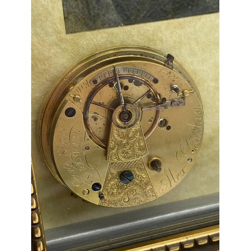 196 - A Wonderful and Unique Hand-Made Horology Art-Piece.  A Framed Victorian (1870) Fusee Chaindrive Poc... 