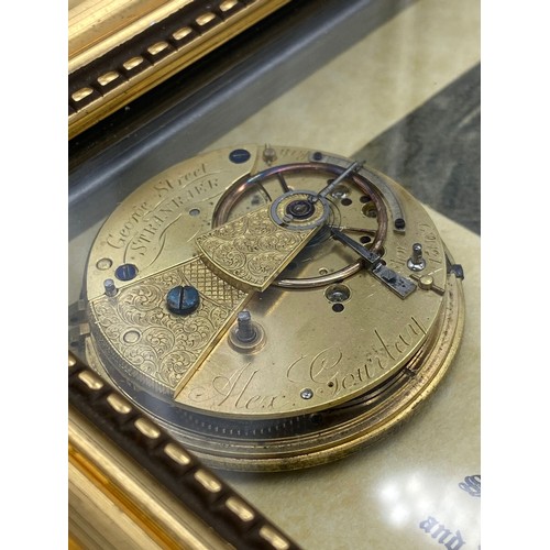 196 - A Wonderful and Unique Hand-Made Horology Art-Piece.  A Framed Victorian (1870) Fusee Chaindrive Poc... 