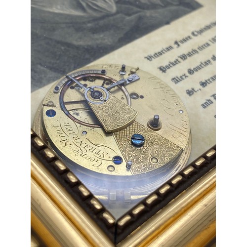 196 - A Wonderful and Unique Hand-Made Horology Art-Piece.  A Framed Victorian (1870) Fusee Chaindrive Poc... 