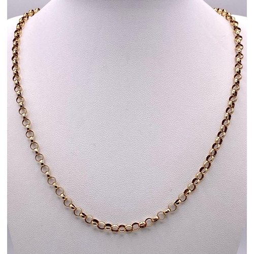 31 - A 14K Yellow Gold Belcher Link Necklace. 52cm length. 11.66g weight.